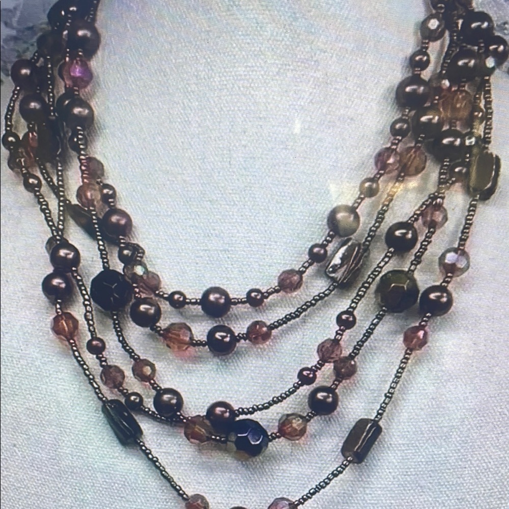 Elegant Multi-Strand Brown Necklace